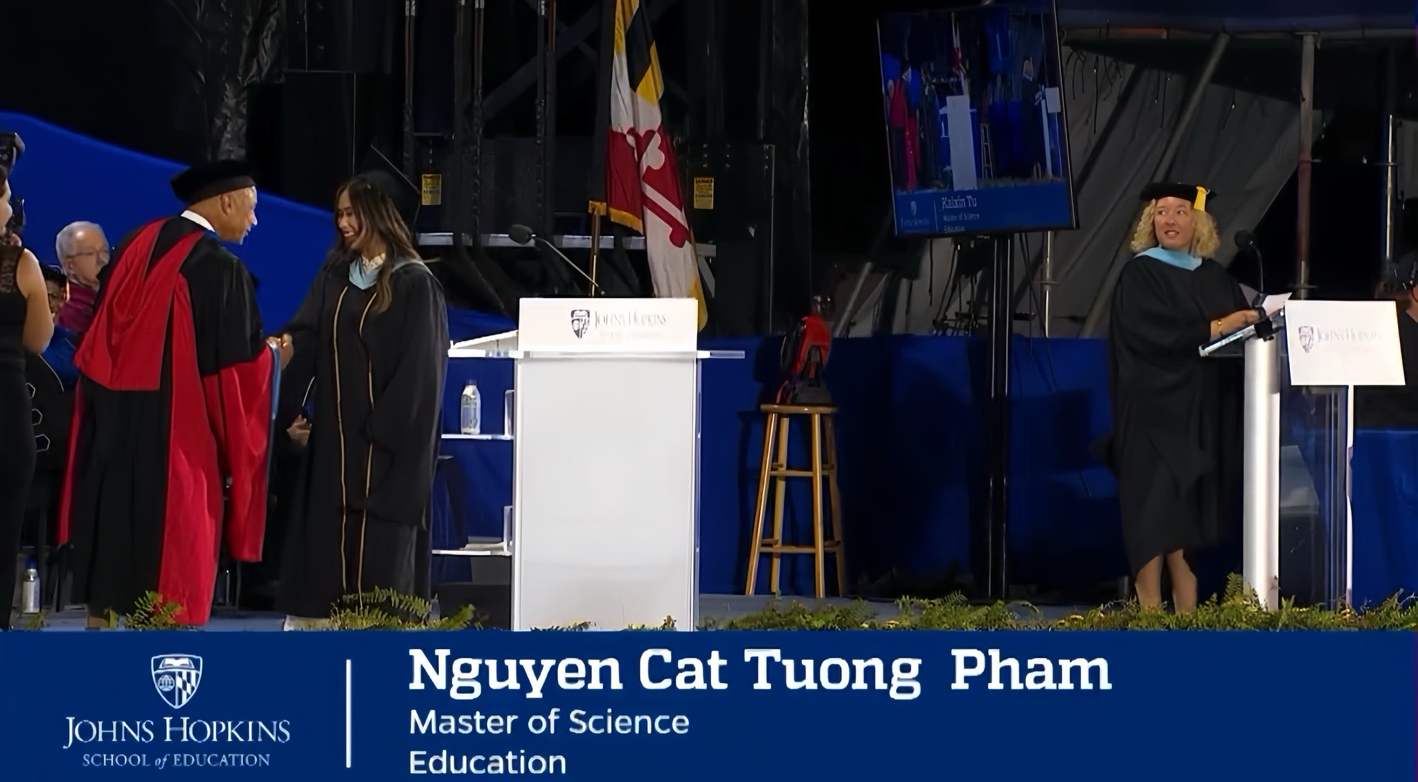Phạm Nguyễn Cát Tường nhận bằng Master of Science in Education tại Johns Hopkins School of Education